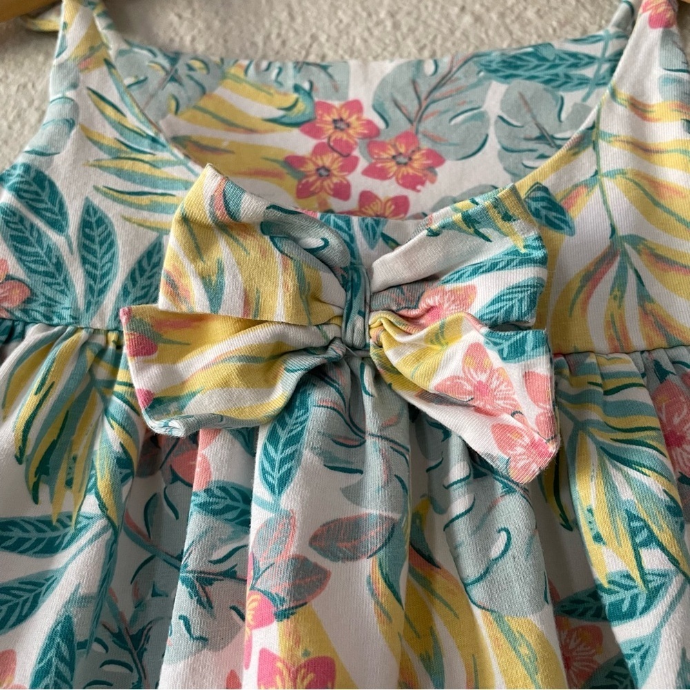 Vibrant Tommy Bahama Sun Dress Girls 4T Tropical Floral Ruffle Sleeve Beach - Picture 4 of 12